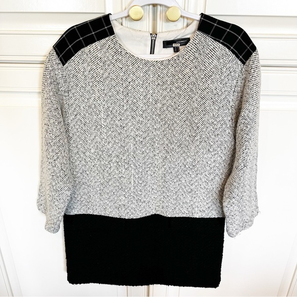 H:Connect Tweed Herringbone Plaid Boucle Women’s Mini Dress Preppy Winter Size S - Picture 1 of 9